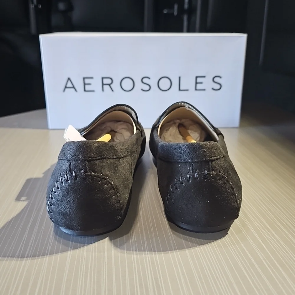 Aerosoles Women’s Size 6.5 Over Drive Loafers in Black Faux Suede Style #808 NEW